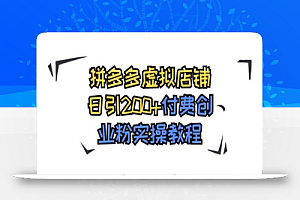 拼多多虚拟店铺日引200+付费创业粉实操教程