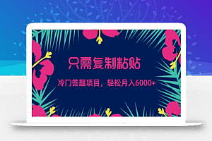 只需复制粘贴，冷门答题项目，轻松月入6000