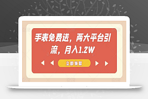 手表免费送,两大平台引流,月入1.2W