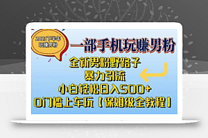 2023全新男粉野路子暴力引流，小白轻松日入500+，全新野路子玩法，0门槛上车玩【保姆级全教程】