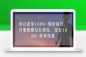 单日获客1000+的好项目,只要你微信扛得住,没有1000+你来找我