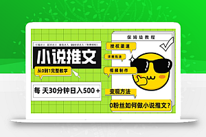 Ai小说推文每天20分钟日入500+授权渠道 引流变现 从0到1完整教学(7节课)