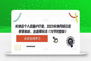 实体店个人流量IP打造,2023实体同城引流获客必听,含直播玩法(75节完整版)