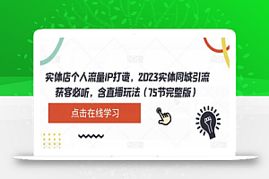 实体店个人流量IP打造，2023实体同城引流获客必听，含直播玩法（75节完整版）