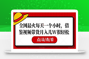 全网最火每天一个小时,借鉴视频带货月入几W很轻松
