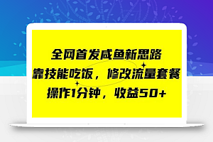 咸鱼冷门新玩法，靠“技能吃饭”，修改流量套餐，操作1分钟，收益50