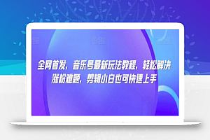 全网首发,音乐号最新玩法教程,轻松解决涨粉难题,剪辑小白也可快速上手