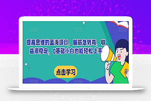 提高思维的蓝海项目,脑筋急转弯,收益很稳定,0基础小白也能轻松上手
