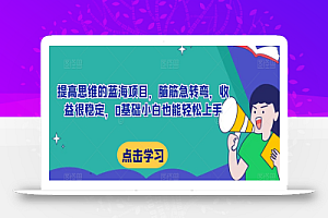 提高思维的蓝海项目，脑筋急转弯，收益很稳定，0基础小白也能轻松上手