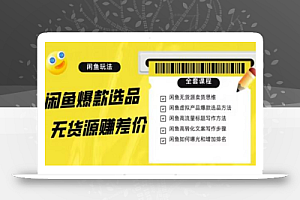 闲鱼无货源赚差价进阶玩法,爆款选品,资源寻找,引流变现全套教程(11节课)
