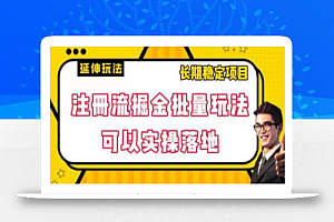 注册流掘金批量玩法,可以实操落地