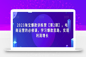 2023淘宝爆款训练营【第2期】,电商运营的必修课,学习爆款思路,实现利润增长