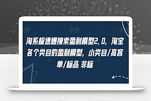 淘系极速爆搜索盈利模型2.0,淘宝各个类目的盈利模型,小类目/高客单/标品 非标