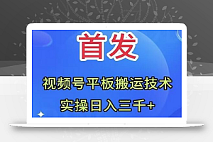 全网首发：视频号平板搬运技术，实操日入三千＋