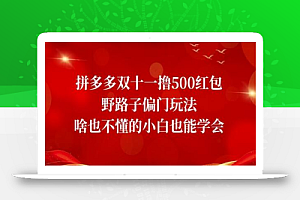 拼多多双十一撸500红包野路子偏门玩法,啥也不懂的小白也能学会