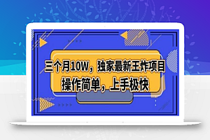 三个月10W,独家最新王炸项目!操作简单,上手极快