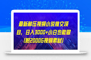 最新解压视频小说推文项目,日入3000+小白也能做(附2000G视频素材)