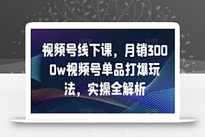 视频号线下课,月销3000w视频号单品打爆玩法,实操全解析