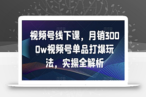 视频号线下课，月销3000w视频号单品打爆玩法，实操全解析