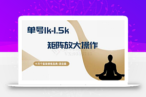 十万个富翁修炼宝典15.单号1k-1.5k,矩阵放大操作