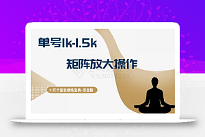 十万个富翁修炼宝典15.单号1k-1.5k，矩阵放大操作