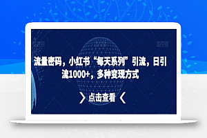 流量密码,小红书“每天系列”引流,日引流1000+,多种变现方式