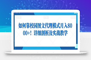 如何靠校园图文代理模式月入8000+!详细剖析及实战教学