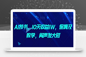 AI抄书,10天收益1W,保姆及教学,闷声发大财