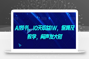 AI抄书，10天收益1W，保姆及教学，闷声发大财