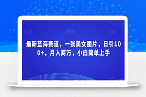 最新蓝海赛道,一张美女图片,日引100+,月入两万,小白简单上手