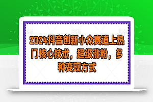 2024抖音创新小众赛道上热门核心技术,超级涨粉,多种变现方式