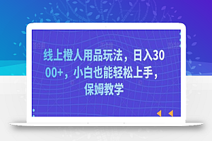 线上橙人用品玩法，日入3000+，小白也能轻松上手，保姆教学