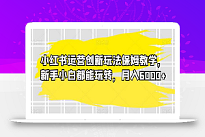 小红书运营创新玩法保姆教学,新手小白都能玩转,月入6000+