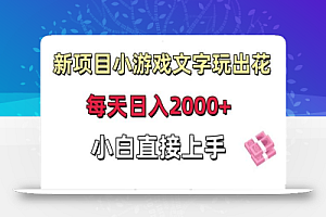 新项目小游戏文字玩出花日入2000+,每天只需一小时,小白直接上手
