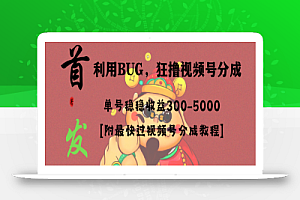 全网独家首发,视频号BUG,超短期项目,单号每日净收益300-5000!