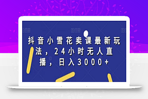抖音小雪花卖课最新玩法,24小时无人直播,日入3000+