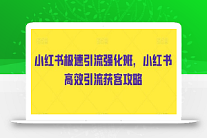 小红书极速引流强化班,小红书高效引流获客攻略
