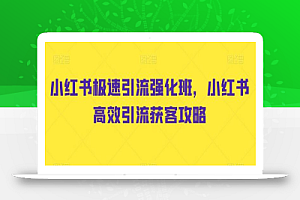 小红书极速引流强化班，小红书高效引流获客攻略