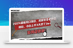 2024最新风口项目,视频号变老特效项目,电脑小白上手3天卖了3w+,保姆级教程