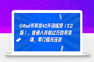 小Red书带货42天训练营(2.0版),普通人月收过万的带货课,零门槛无压货