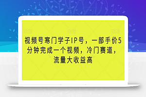 视频号寒门学子IP号，一部手价5分钟完成一个视频，冷门赛道，流量大收益高