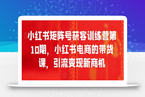 小红书矩阵号获客训练营第10期,小红书电商的带货课,引流变现新商机