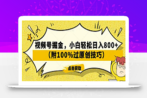 视频号掘金,小白轻松日入800+(附100%过原创技巧)