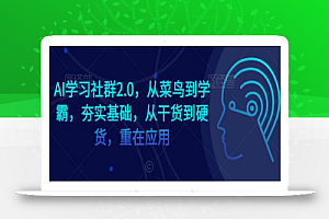 AI学习社群2.0,从菜鸟到学霸,夯实基础,从干货到硬货,重在应用