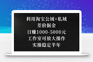 利用淘宝公域+私域差价掘金，日赚1000-5000元，工作室可放大操作，实操稳定半年