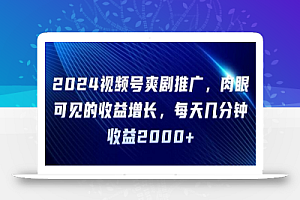 2024视频号爽剧推广,肉眼可见的收益增长,每天几分钟收益2000+