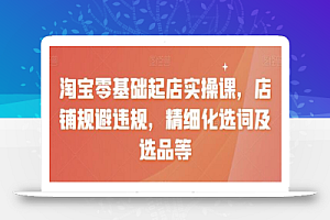 淘宝零基础起店实操课,店铺规避违规,精细化选词及选品等