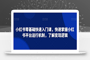 小红书零基础快速入门课,快速掌握小红书平台运行机制,了解变现逻辑