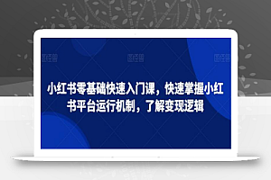 小红书零基础快速入门课，快速掌握小红书平台运行机制，了解变现逻辑