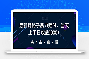 最新野路子暴力赔付,当天上手日收益1000+